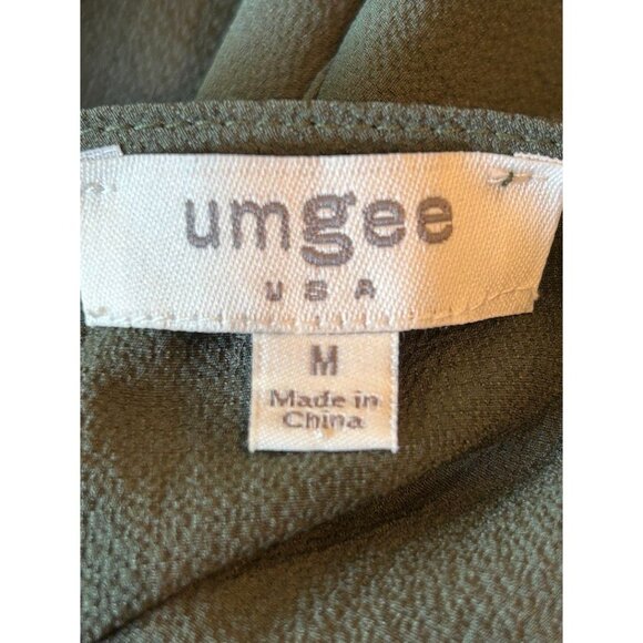 Umgee  Women's Ruffled Sleeve Blouse Medium‎ Green Polyester - Picture 4 of 6